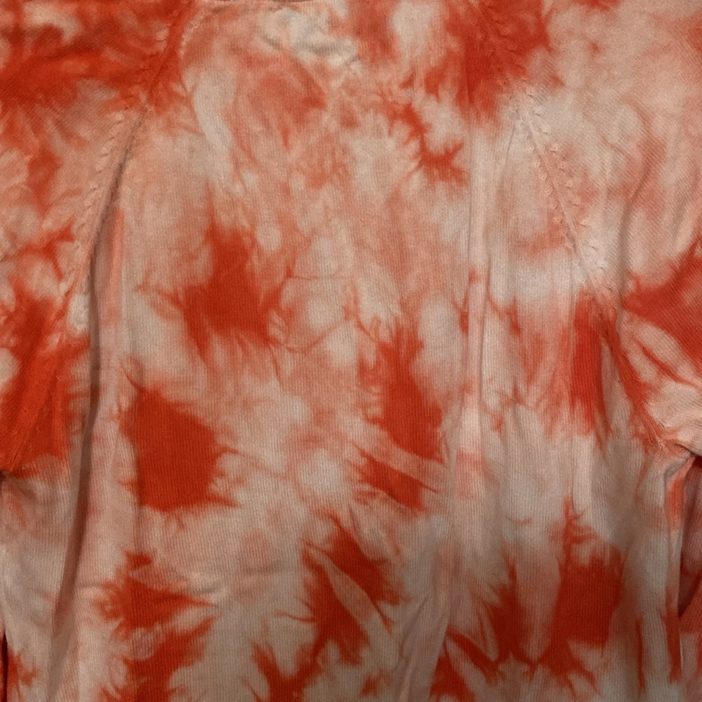 2 Isaac Mizrahi Sweaters - Coral Peplum, Coral Tie Dye Shrug Cardigan - Picture 13 of 16